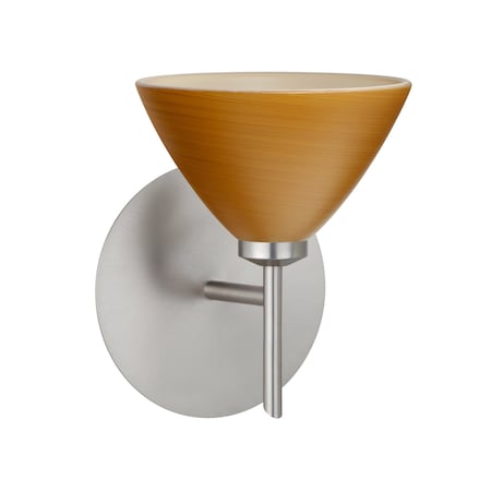 Besa Lighting Domi Mini Sconce, Oak, Satin Nickel Finish, 1x40W Halogen 1SW-1743OK-SN